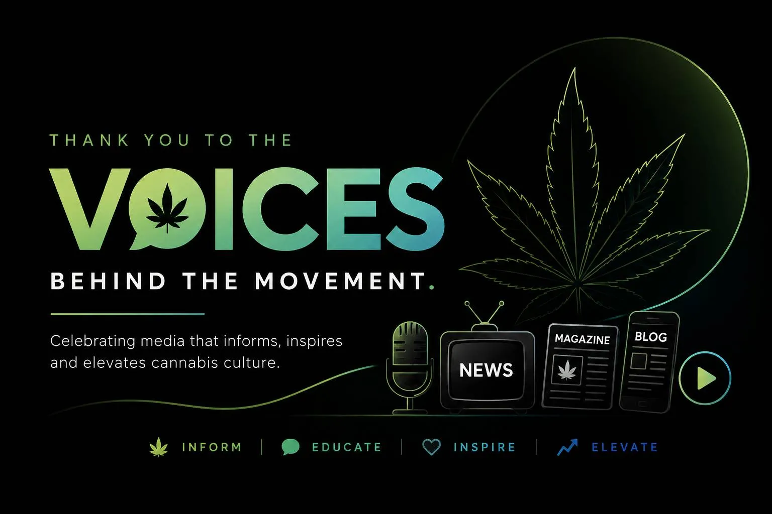 Thank you to the voices behind the movement — Bangkok cannabis media appreciation post hero graphic