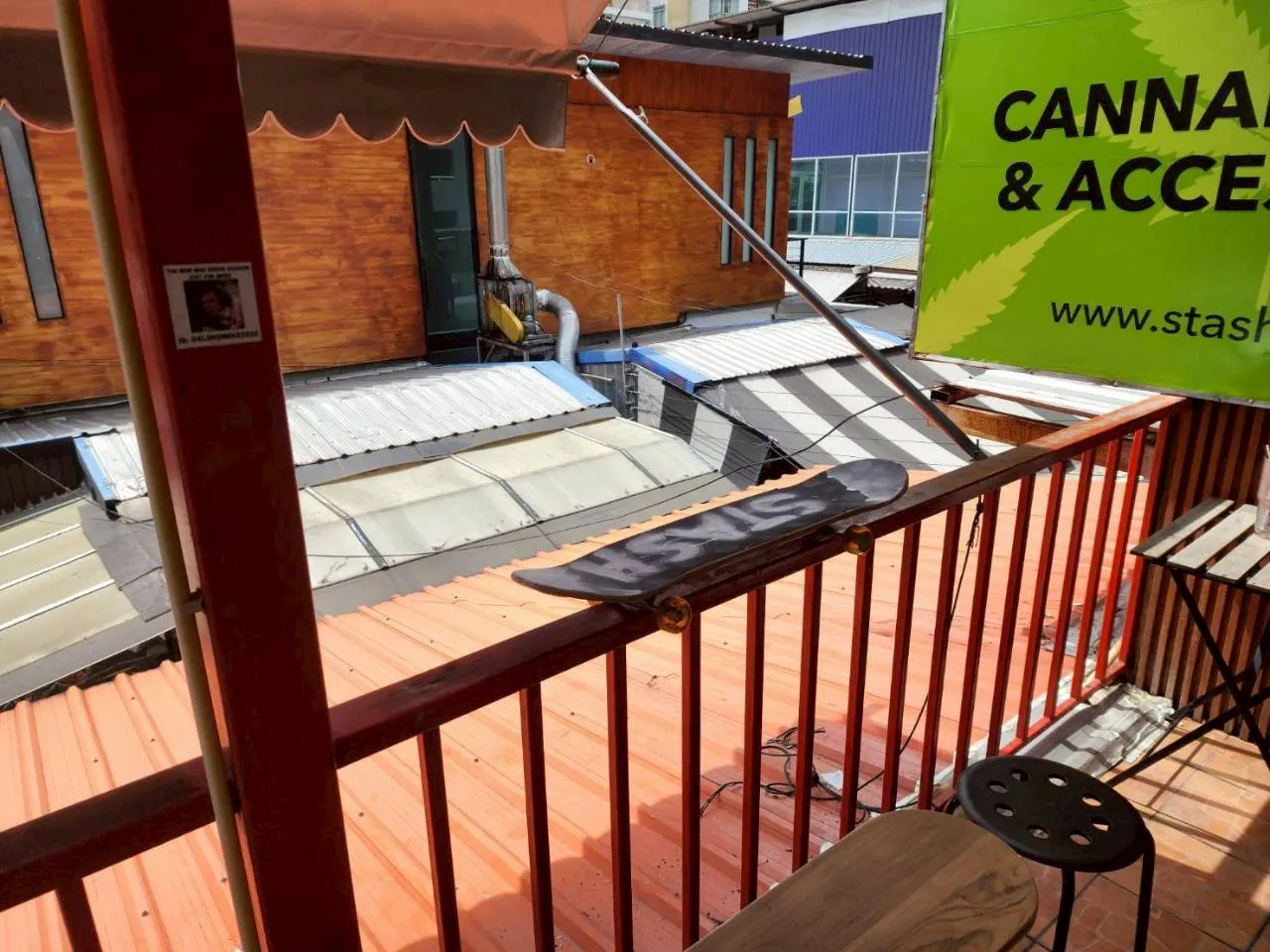 Rooftop terrace at a Stash BKK cannabis dispensary in Bangkok